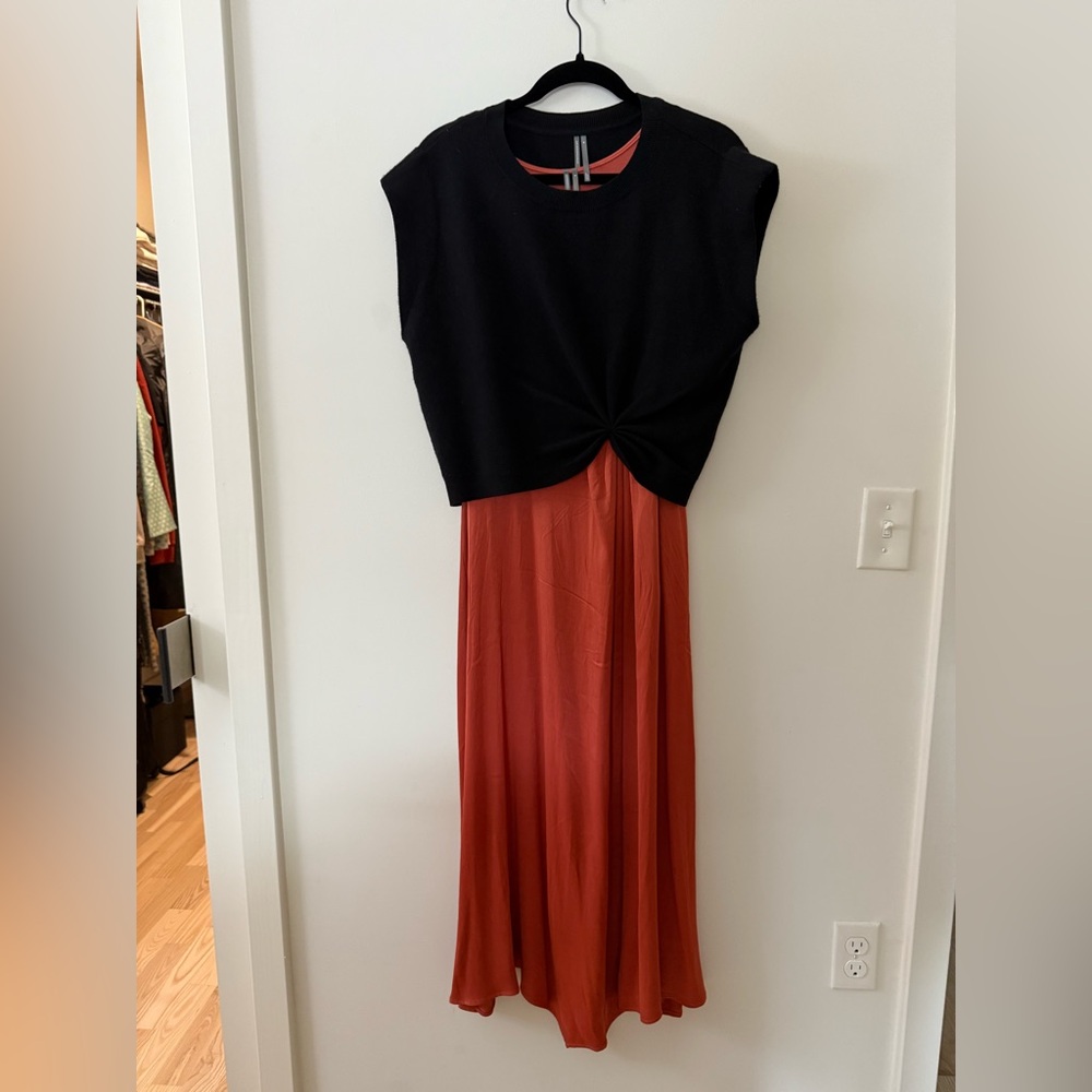 Anthropologie- Maeve M size sweater mixed satin dress